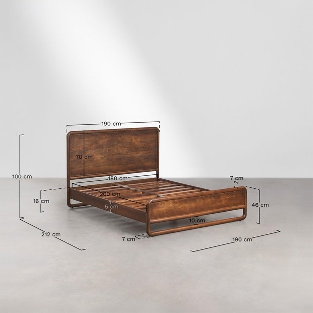 MARISELINA | Dvigulė lova iš mango medienos, 160-200x200 cm