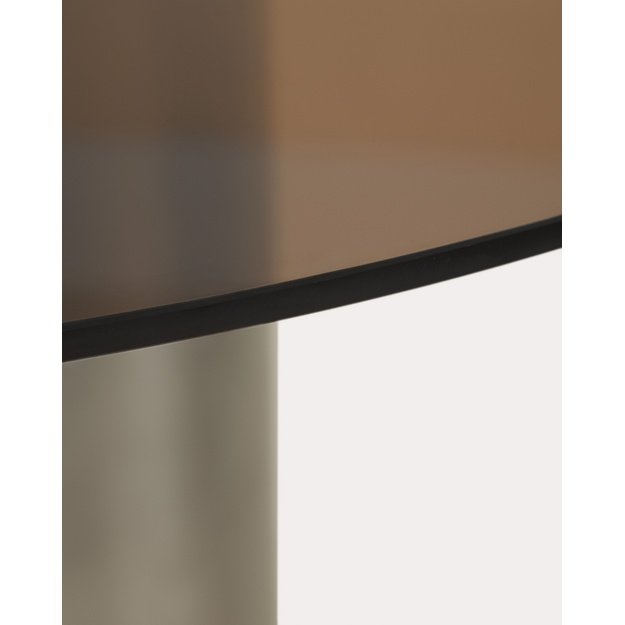 REVNA | valgomojo stalas, Ø130 cm, rudas stiklas