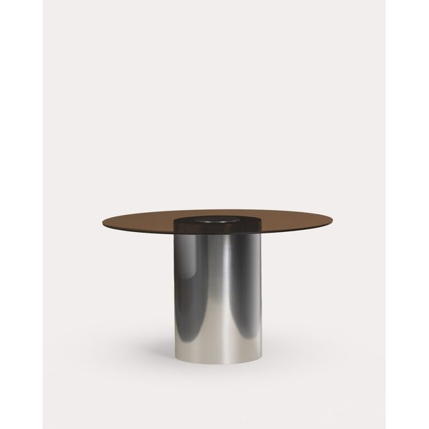 REVNA | valgomojo stalas, Ø130 cm, rudas stiklas