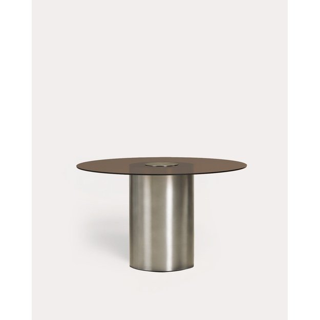 REVNA | valgomojo stalas, Ø130 cm, rudas stiklas