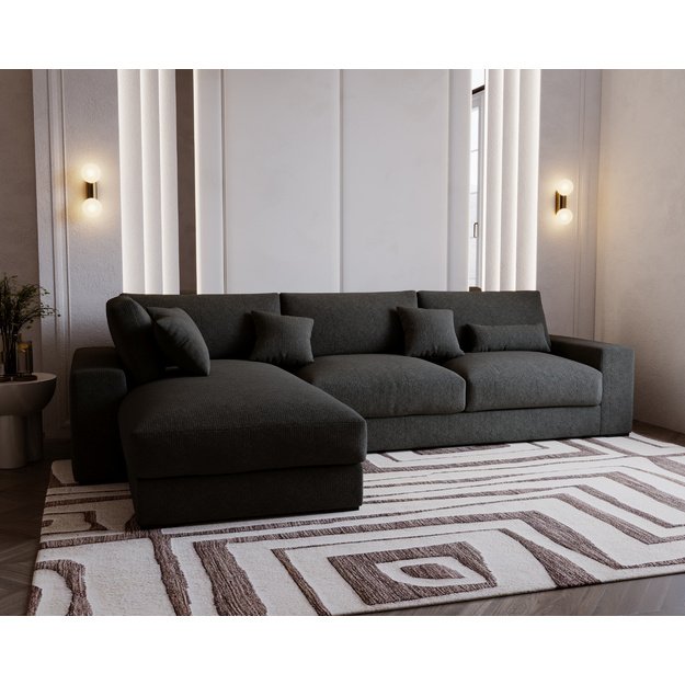 WILD | Kampinė sofa, 340x205 cm, antracito pilka