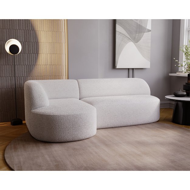 LEILA | Kampinė sofa, 218x156 cm, šviesi kreminė