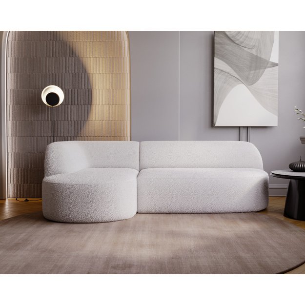 LEILA | Kampinė sofa, 218x156 cm, šviesi kreminė