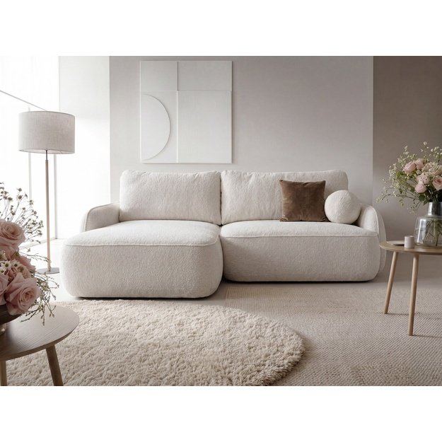 ZURI MINI | Kampinė sofa, 218x153 cm, kreminės spalvos