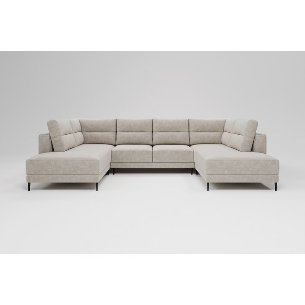 NORDIC | U formas dīvāns-gulta, 330x195 cm, smilškrāsas